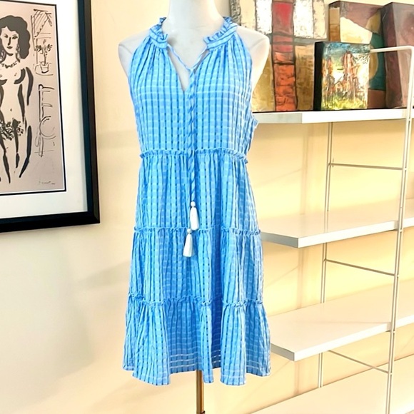 THML,Blue Sleeveless Ruffle Dress, Completely Lined,Excellent Condition, Size S - Picture 8 of 8